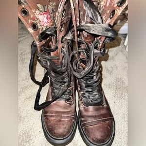 Doc Marten brown boots with ribbon laces
